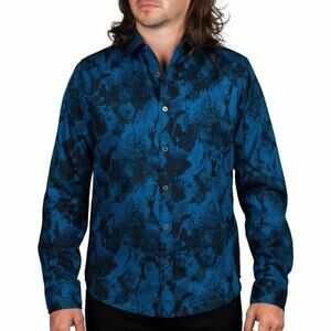 Wornstar Men 3XL Blue Viper Rocknrolla Collection Long Sleeve Button Down Shirt